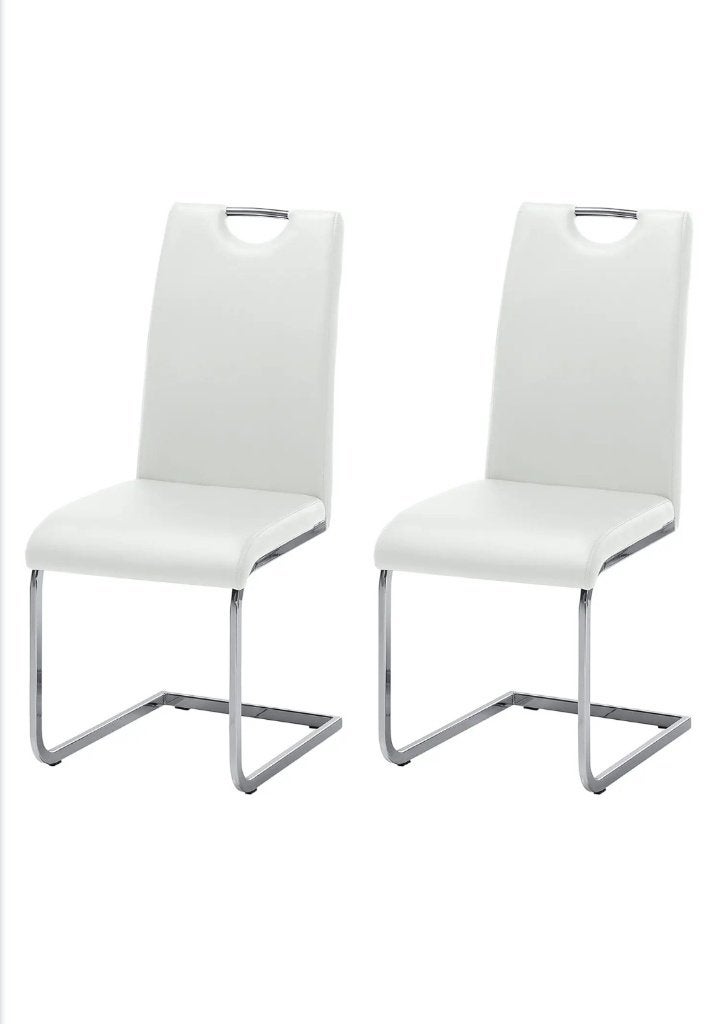 LOT DE 2 CHAISES BLANCHES EN SIMILICUIR, Huis en Inrichting, Stoelen, Ophalen, Twee, Wit, Nieuw