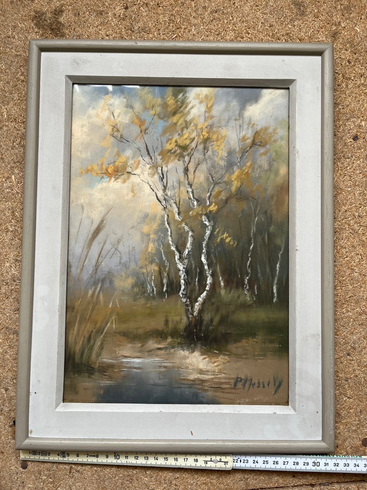 Peinture (P. Messely), Antiquités & Art, Signé, Panneau, Paysage, Enlèvement