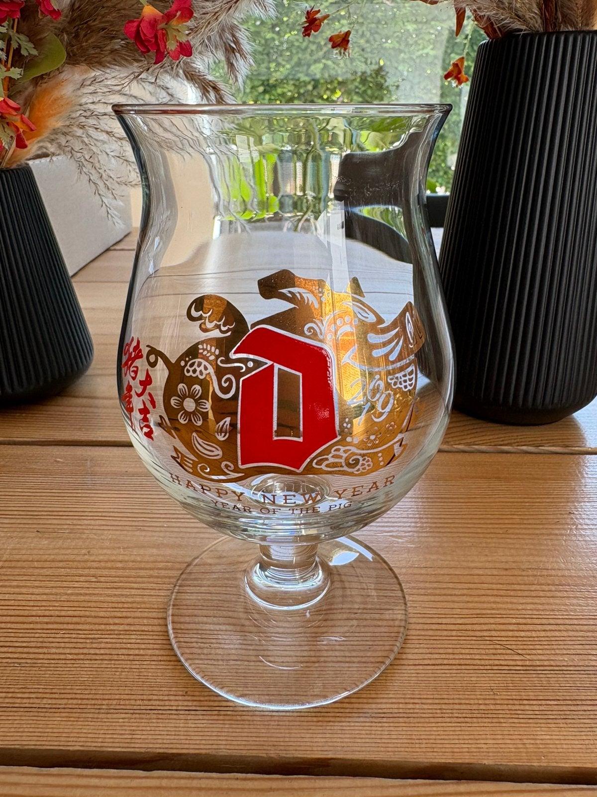 Duvel Chinees Nieuwjaar 2019 - Jaar van het varken, Verzamelen, Biermerken, Ophalen of Verzenden, Zo goed als nieuw, Glas of Glazen