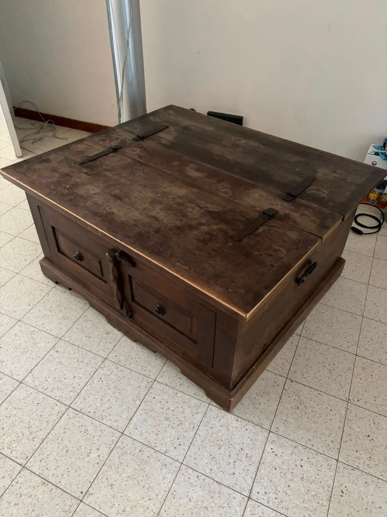 Houten salontafel met opklapbaar blad (opknapper), Ophalen, Gebruikt, 100 tot 150 cm, 50 tot 100 cm