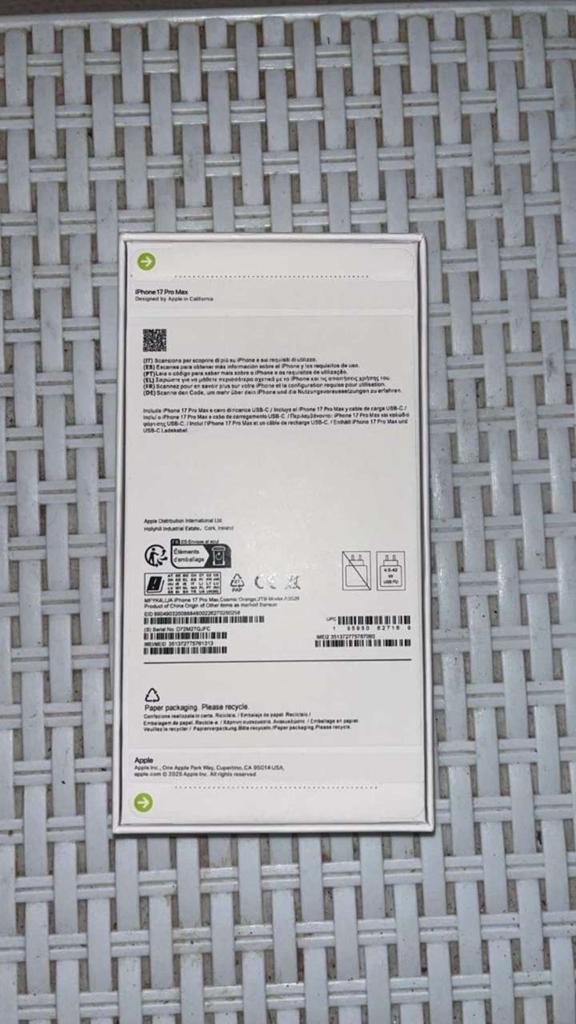IPHONE 17 PRO MAX 2TB 1300€, Ophalen of Verzenden, Zo goed als nieuw
