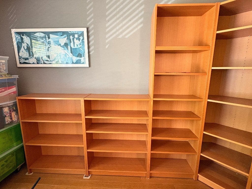 Ikea Billy hoog hoekelement en lage kast beuk, 25 à 50 cm, 200 cm ou plus, Avec tablette(s), Enlèvement
