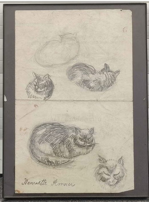 dessin chat signe henriette ronner, Antiquités & Art, Enlèvement ou Envoi, Dessin