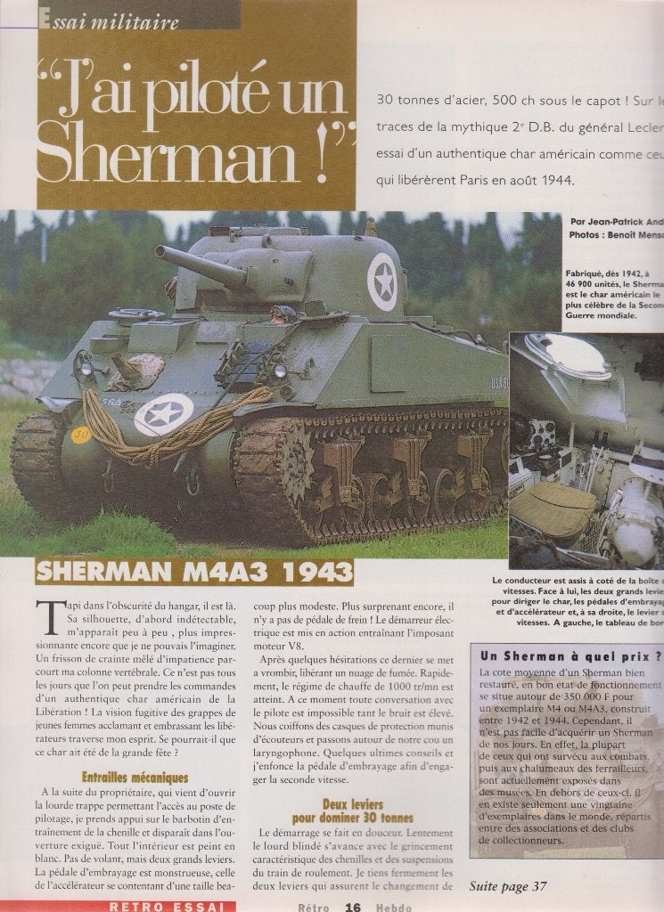 1943 Véhicule Militaire de Collection Char Sherman M4A3, Envoi, Armée de terre