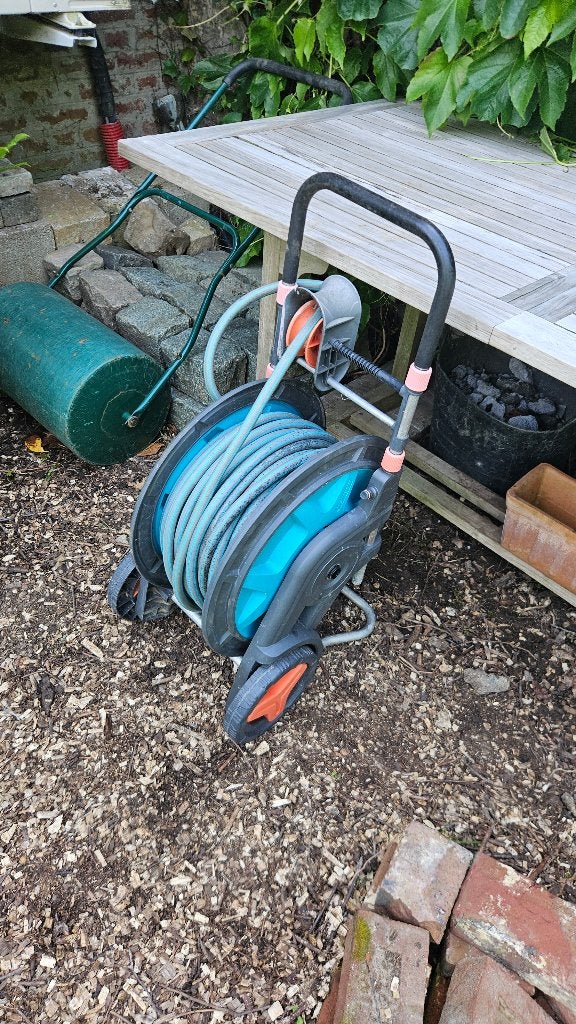 Gardena slangenwagen + tuinslang 50m, Tuin en Terras, Ophalen, Gebruikt, Tuinslang