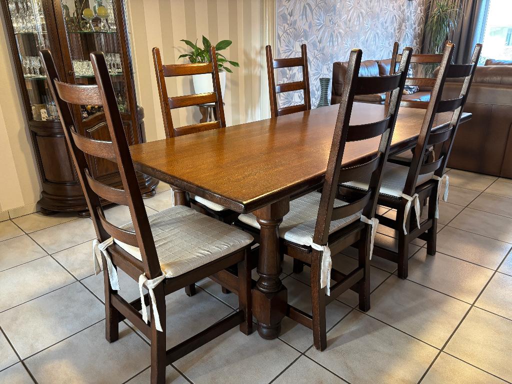 Massief eiken eettafel, Huis en Inrichting, Tafels | Eettafels, Ophalen, Gebruikt, Eikenhout, 200 cm of meer