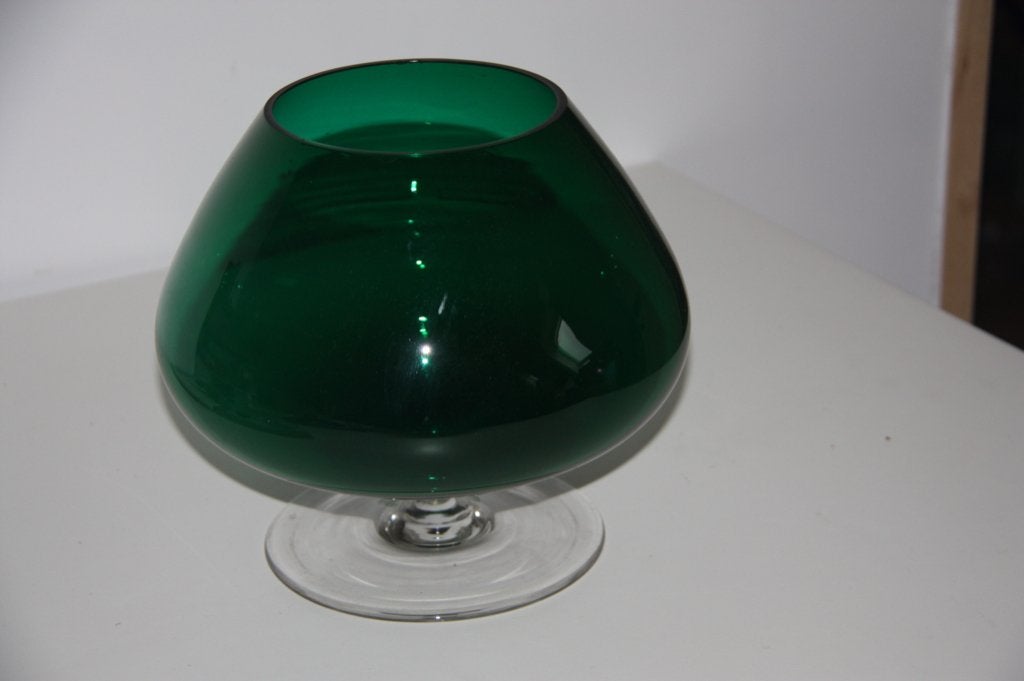 Vintage empoli verde italiaans kunstglas grote vaas bokaal, Ophalen