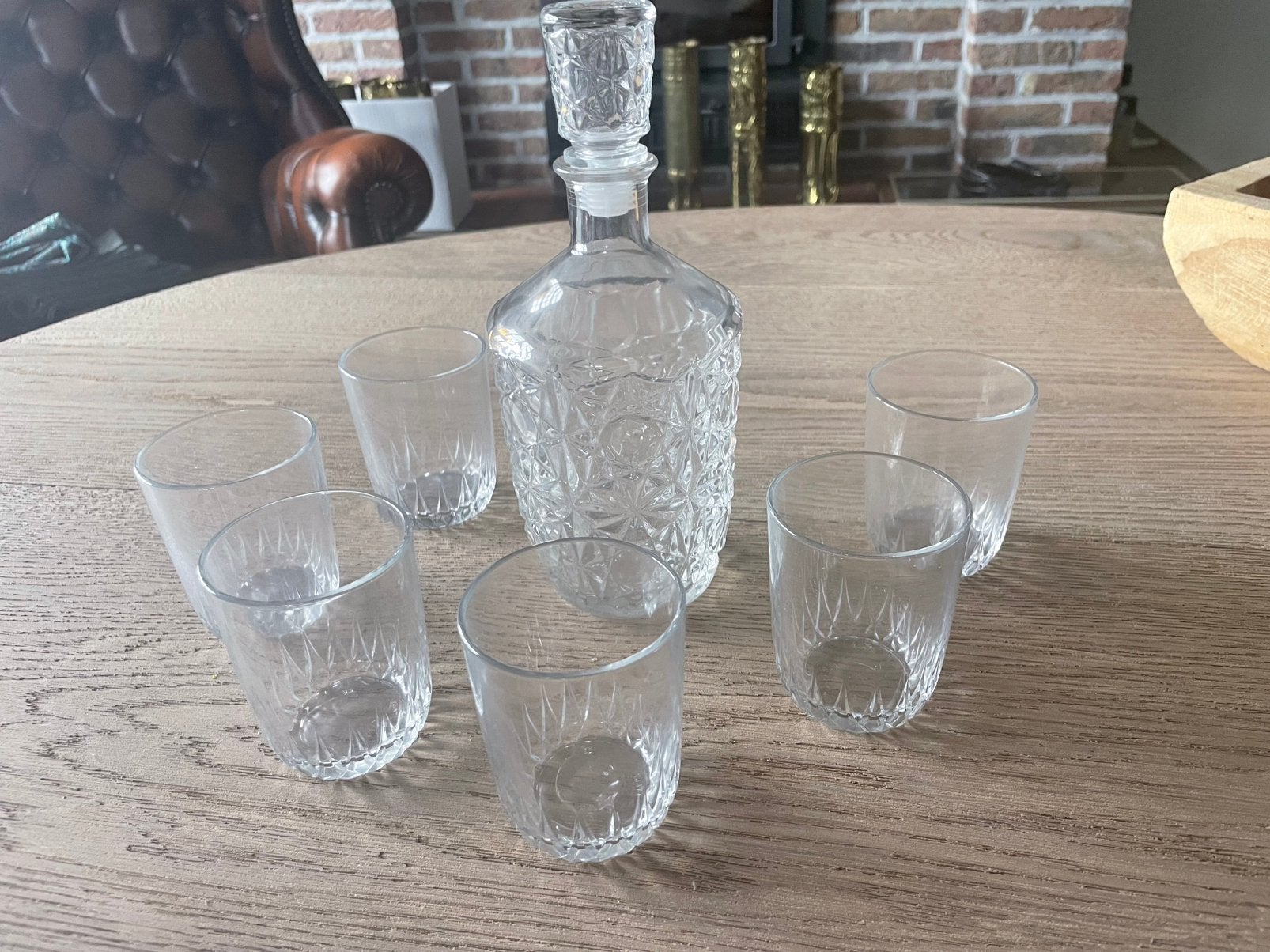 Kristallen karaf met 6 glaasjes, Verzamelen, Ophalen, Zo goed als nieuw