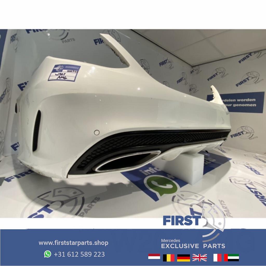 W205 AMG ACHTERBUMPER + DIFFUSER WIT origineel Mercedes C Kl, Arrière, Utilisé, -, -