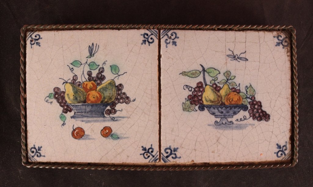 Paire de carreaux encadrés du XVIIIe siècle, Antiquités & Art, Enlèvement ou Envoi