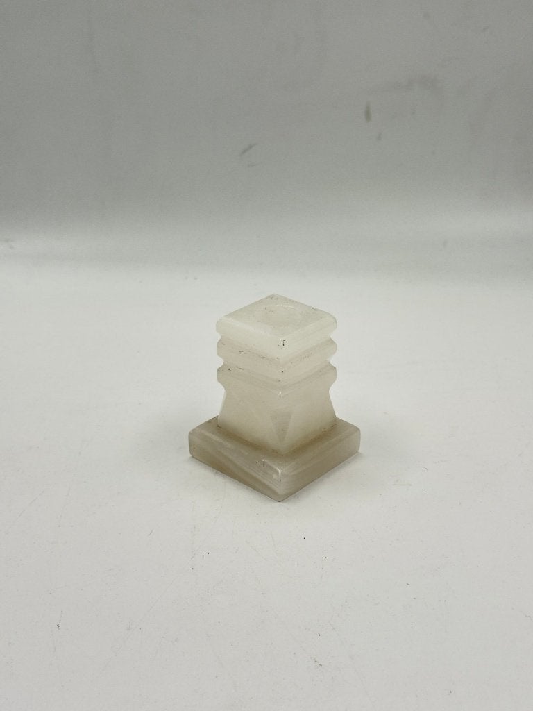 Vintage kandelaar in echt onyx, getrapte zuil, Antiek en Kunst, Ophalen of Verzenden