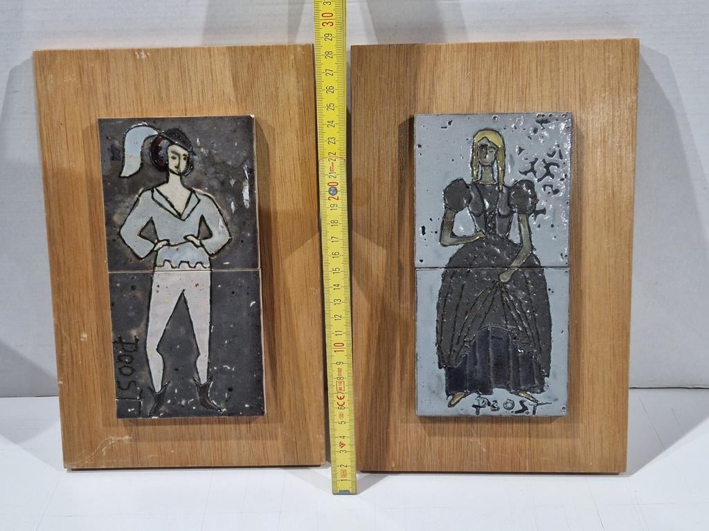 Set keramische wandplaquette Pierre oosterlinck , Poost, Antiek en Kunst, Antiek | Keramiek en Aardewerk, Ophalen of Verzenden
