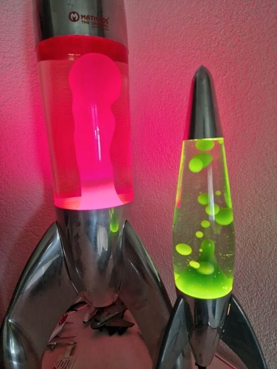 Mathmos Lunar lavalampen groot en klein + gloeilampen, Huis en Inrichting, Gebruikt, Vintage, Meerkleurig, Inclusief lichtbron