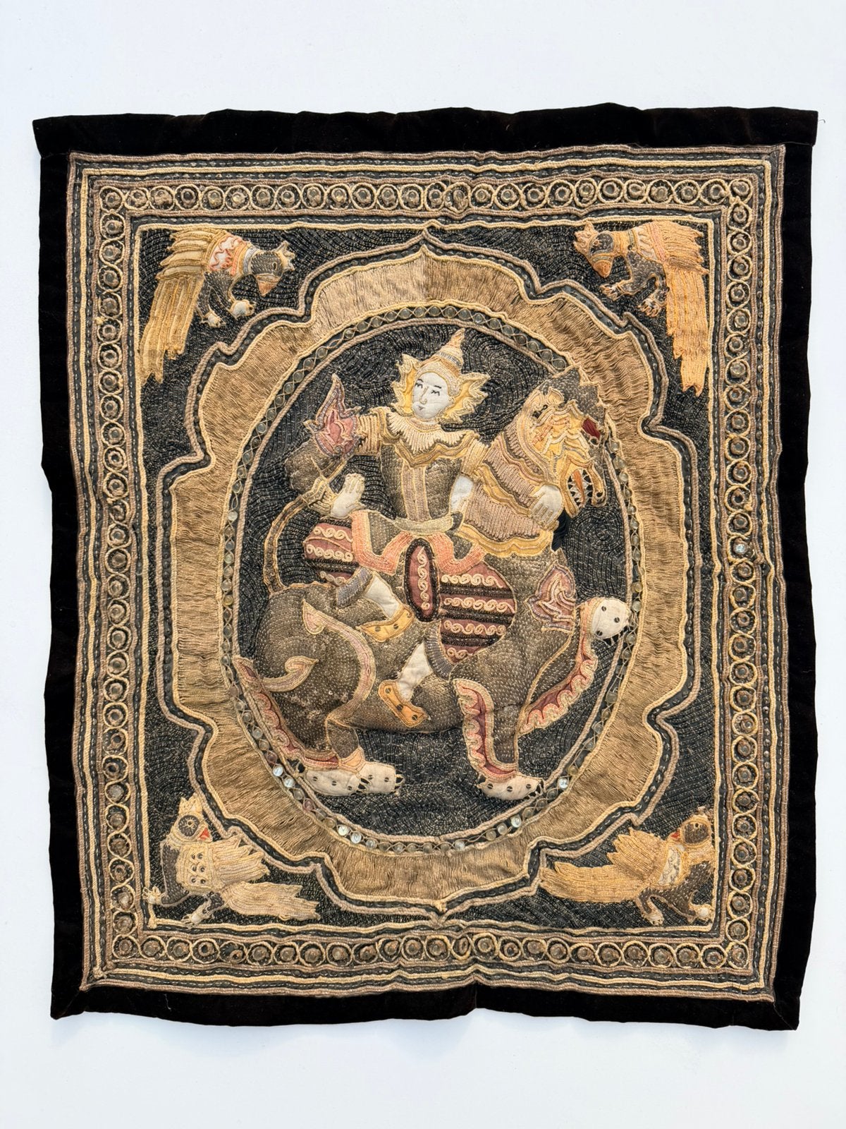 Kalaga tapisserie brodée de Birmanie, Antiquités & Art, Tapis & Textile, Enlèvement