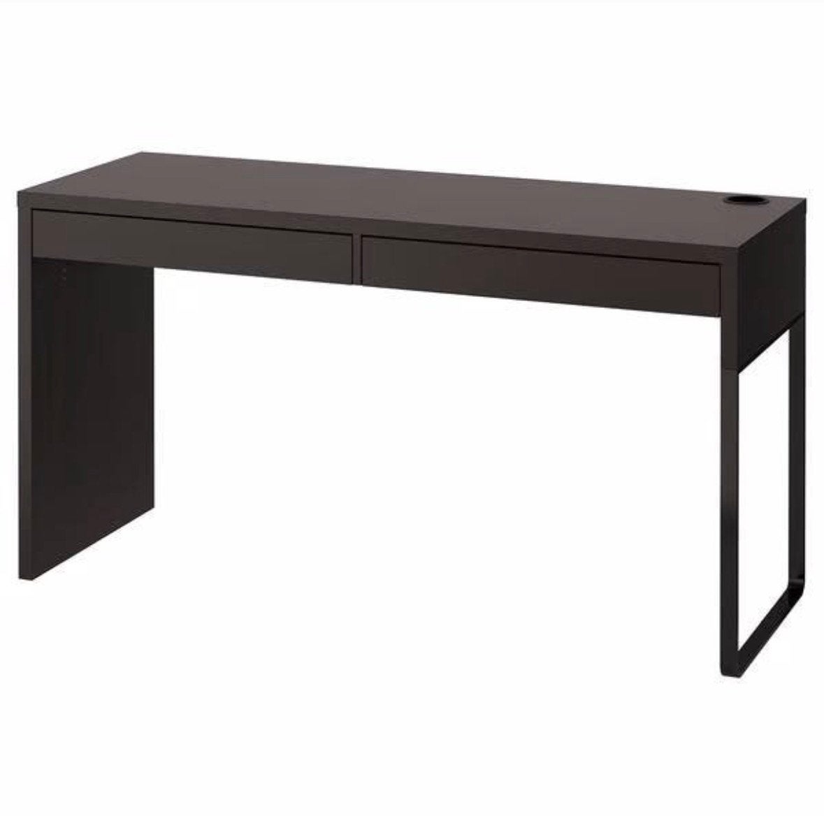 IKEA Micke bureau zwart bruin - dubbele lade, Ophalen, Zwart, Kabelgoot, Zo goed als nieuw