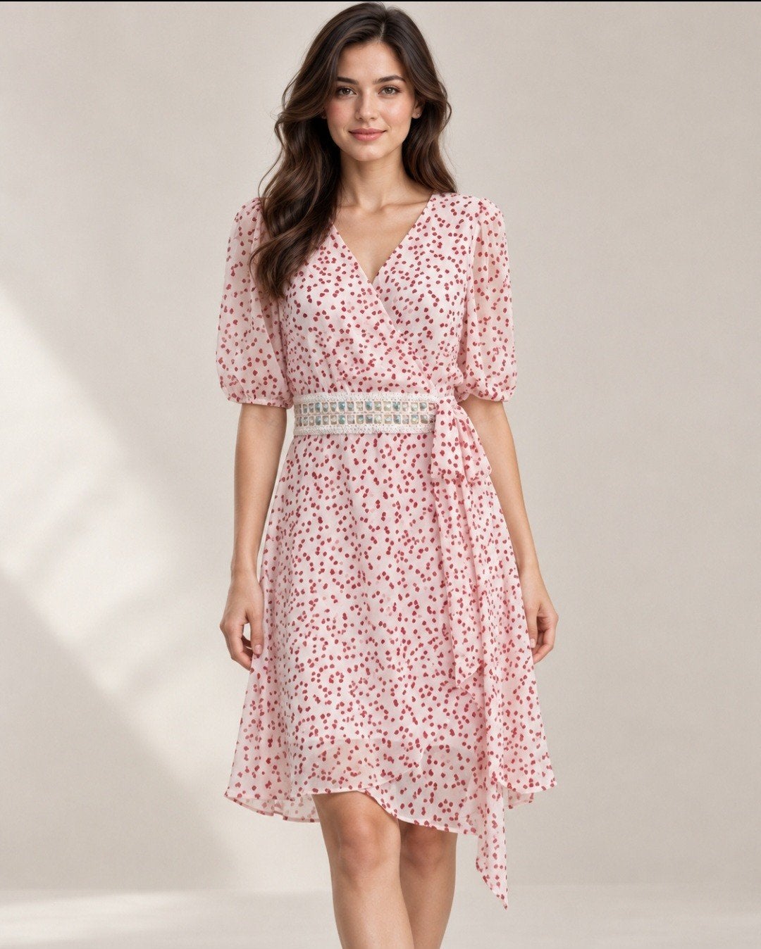 Robe portefeuille By Clara Taille L - Excellent état, Taille 42/44 (L), Enlèvement ou Envoi, Rose, Comme neuf
