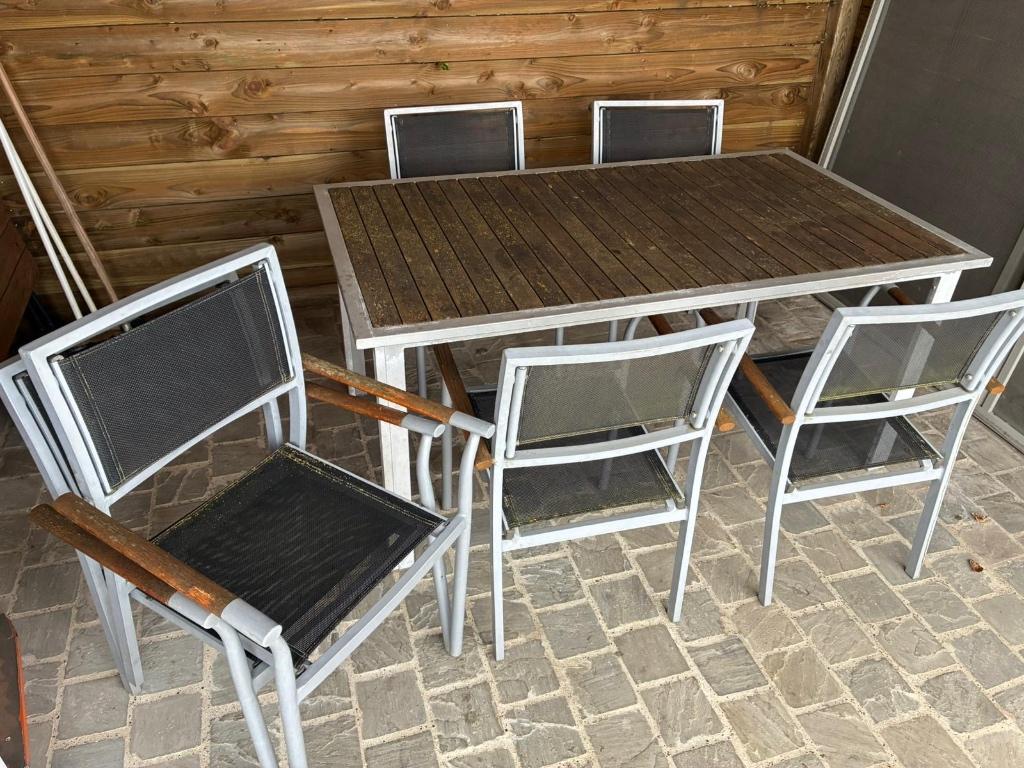 Tuinset tafel en 6 stoelen gratis, Ophalen, Gebruikt, 6 zitplaatsen, Tuinset
