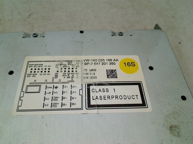 RADIO CD SPELER 2 DIN Volkswagen Golf V (1K1) (1K0035186AA), Auto-onderdelen, Gebruikt, Volkswagen, Volkswagen AG, Kundenbetreuung@volkswagen.de