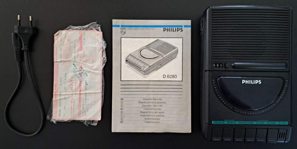PHILIPS D6280 cassetterecorder met documenten, Ophalen of Verzenden, Enkel, Philips, Tiptoetsen