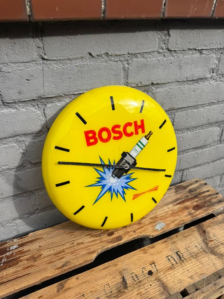 Oude BOSCH Bougie reclame klok, Verzamelen, Ophalen, Gebruikt, Reclamebord
