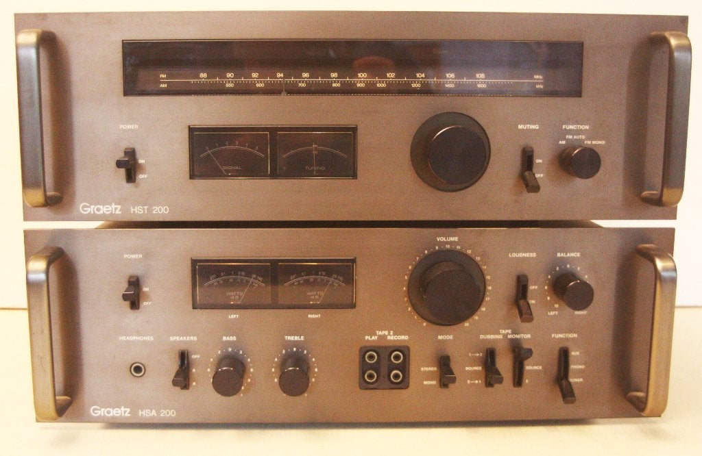 Graetz HSA 200 Versterker & HST 200 Tuner / 1978 / Germany, Enlèvement ou Envoi, Comme neuf, Tuner ou Radio, Composants en vrac