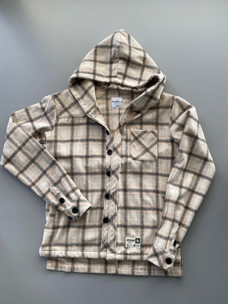 zacht, geruit hemd (gilet) met kap, maat L, merk Youngla, Kleding | Heren, Overhemden, Zo goed als nieuw, Ophalen