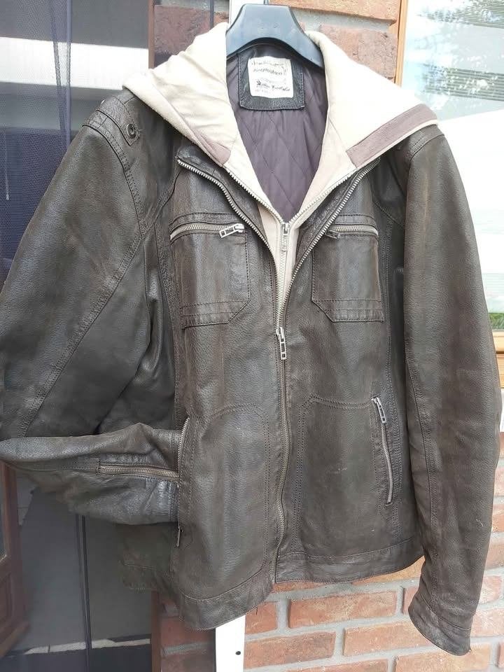 Blouson en cuir Angelo Litrico – 3XL – Capuche amovible, Kleding | Heren, Grote Maten, Ophalen, Bruin, Gedragen, Jas of Mantel