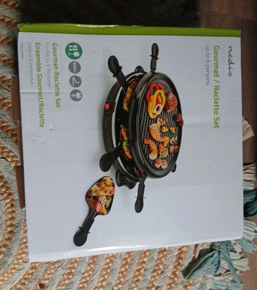 Set Nedis Gourmet & Raclette (6 personnes) Nouveau dans sa b, Enlèvement, Plaques amovibles, Comme neuf