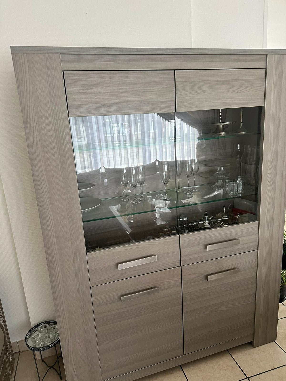Eetkamerset + salontafel, Huis en Inrichting, Kasten | Vitrinekasten, Ophalen, Gebruikt