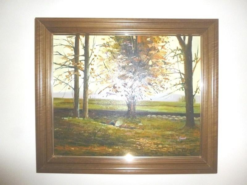 S. Vilata: Paysage " Sous-bois " 70s (45,5 x 53,5 cm), Enlèvement ou Envoi