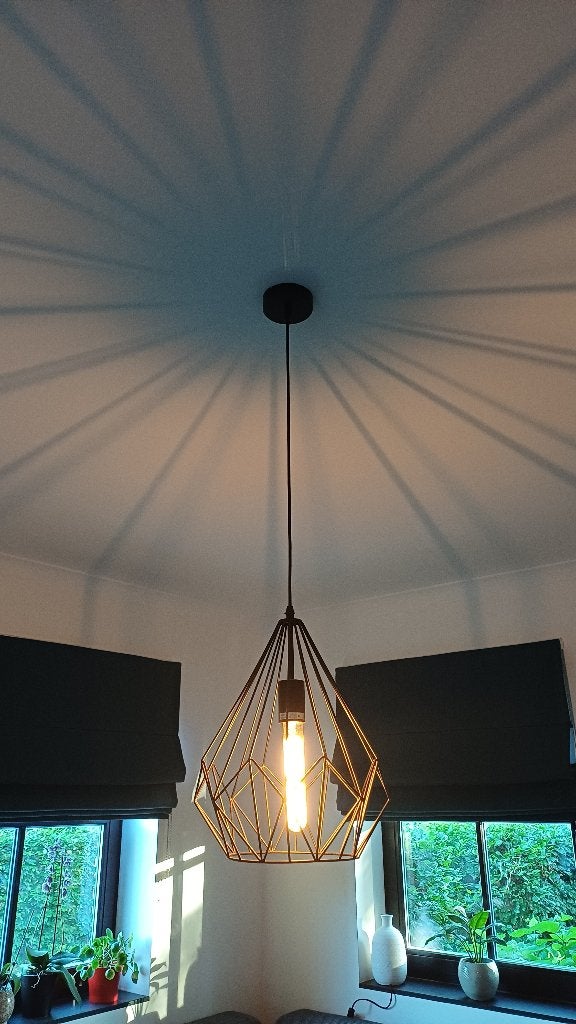 Verlichting - hanglamp, Huis en Inrichting, Lampen | Kroonluchters, Ophalen, Zo goed als nieuw, Metaal, Trendy