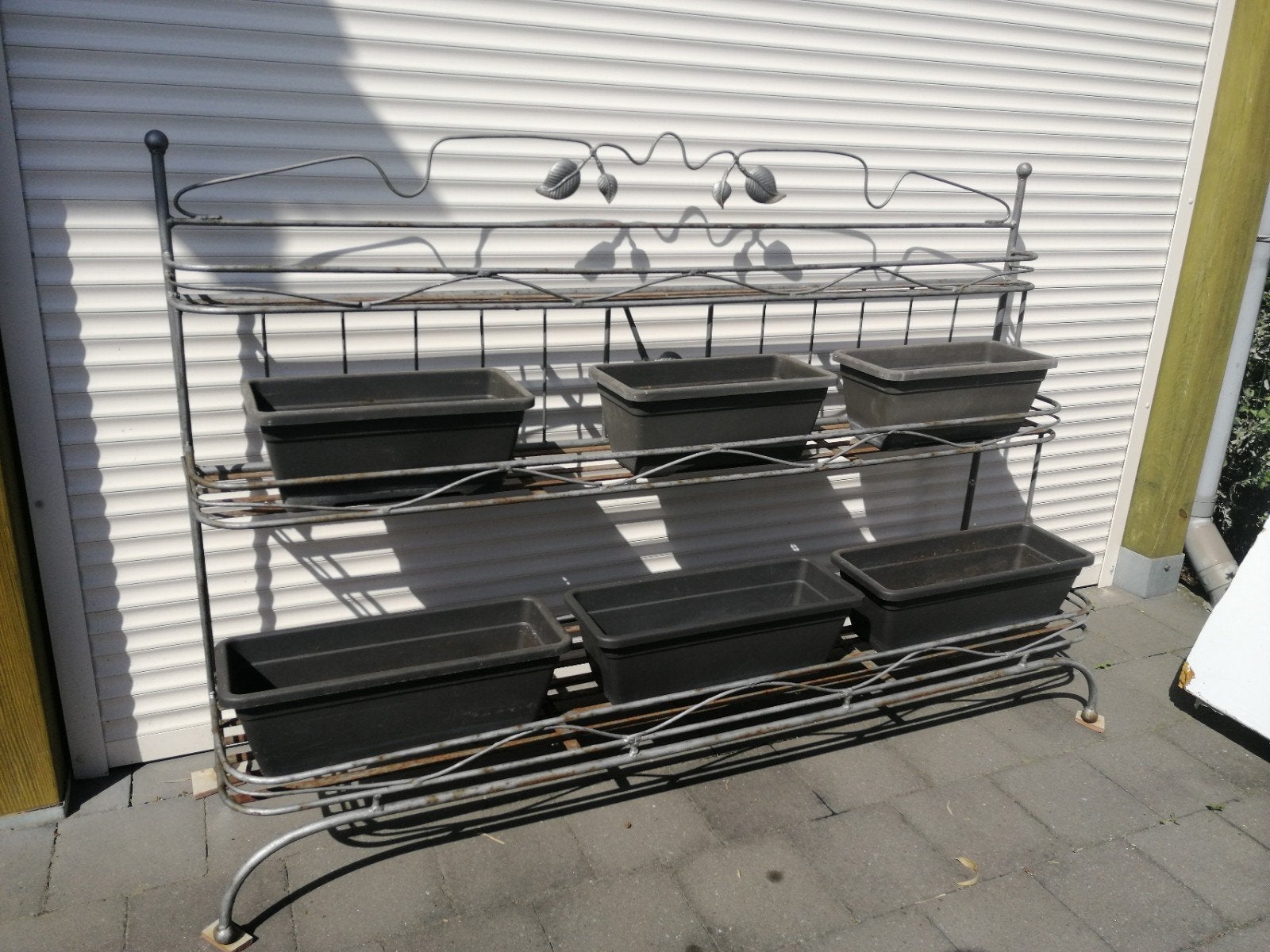 oud metalen bloembakkenrek!, Tuin en Terras, Ophalen, IJzer