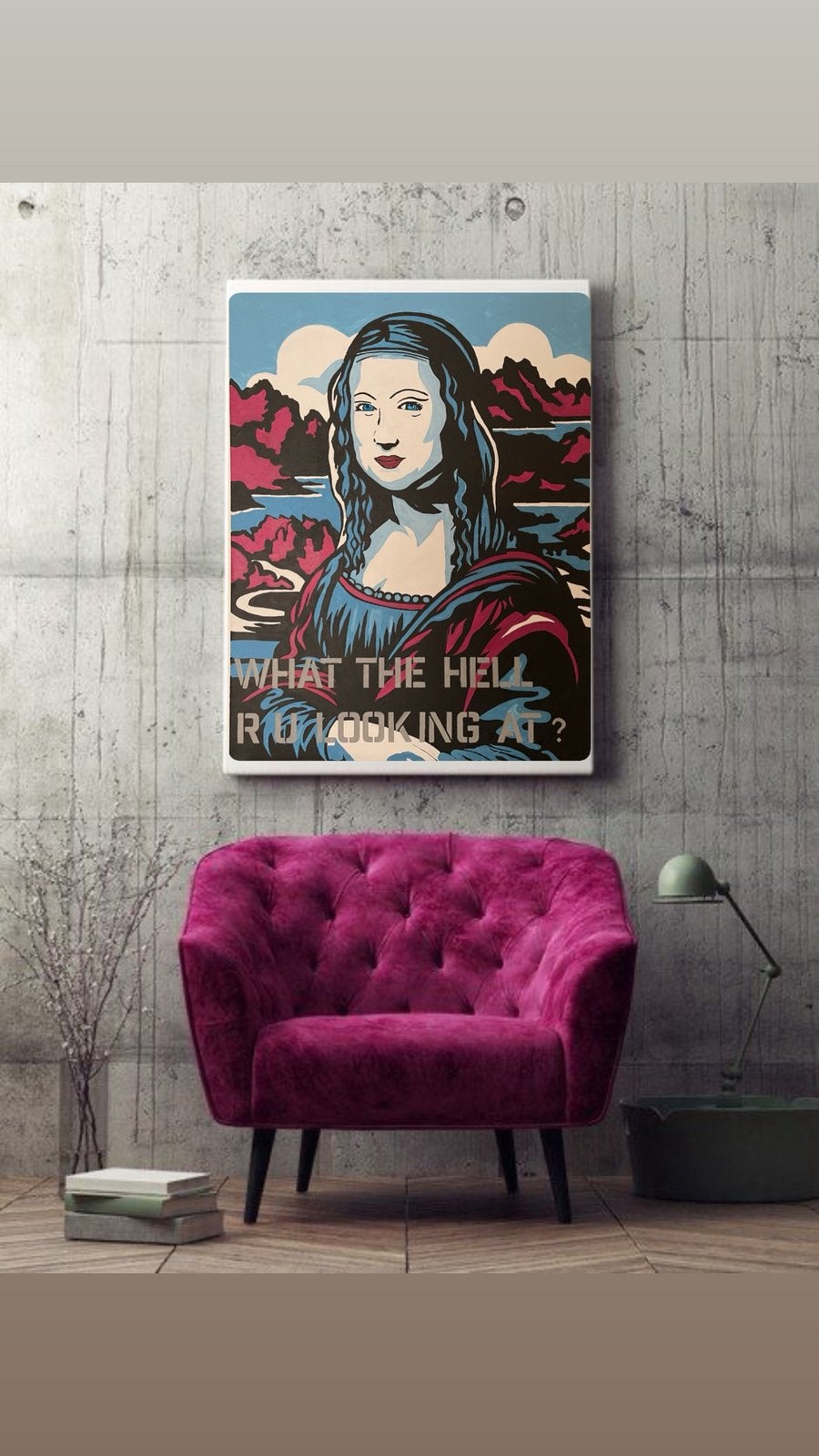 Mona lisa popart, Antiek en Kunst, Ophalen of Verzenden, Op houten frame