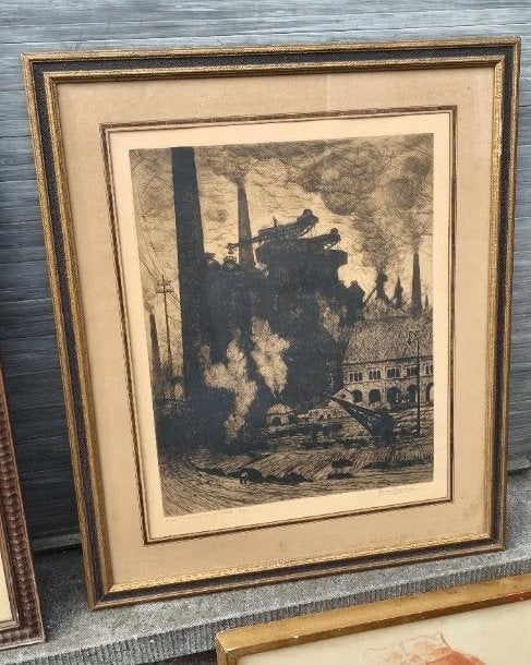 Gravure les haut fourneau signe pierre paulus, Enlèvement ou Envoi, Gravure