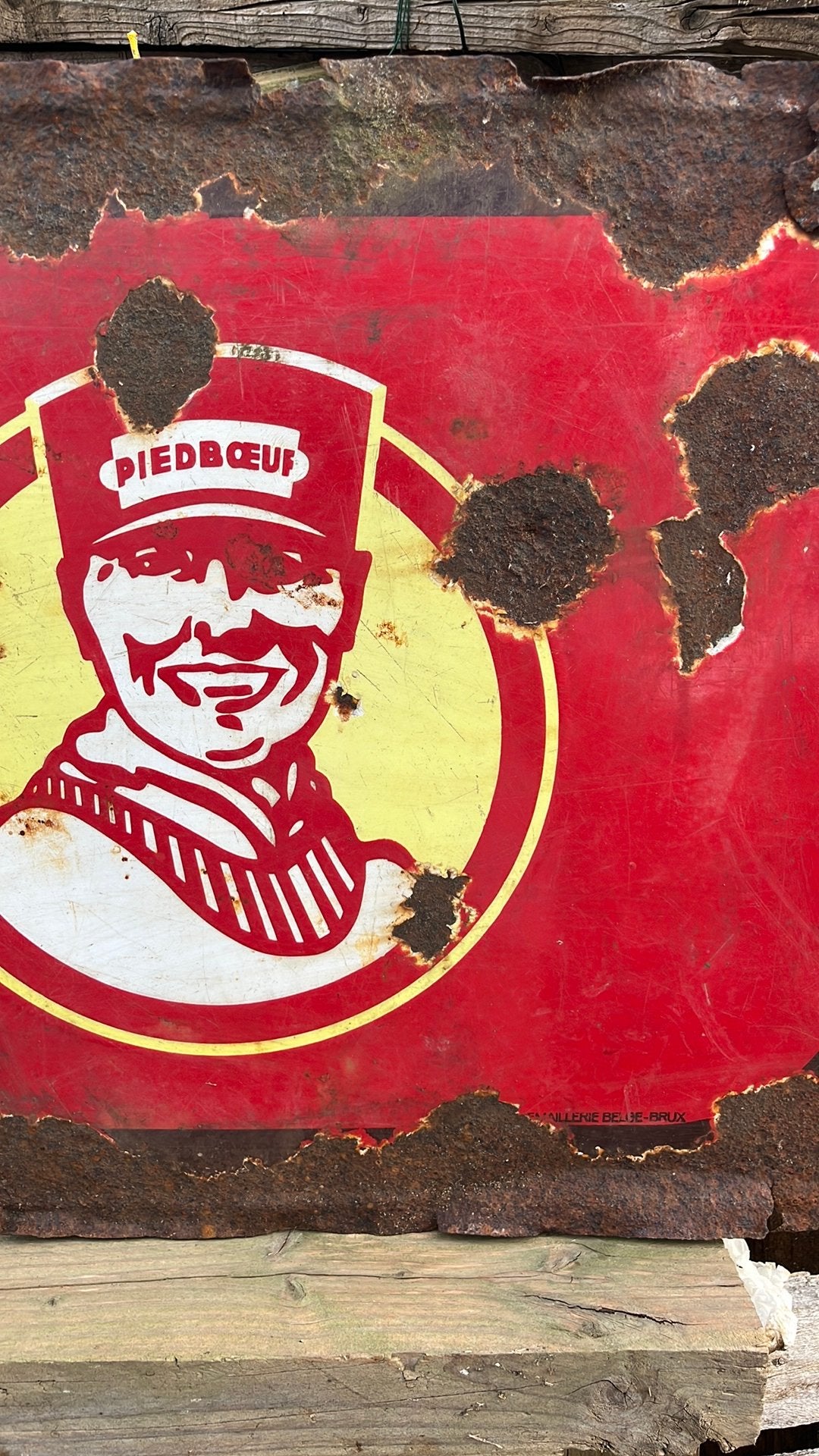Oude reclameboord Piedboeuf, Diversen, Ophalen, Gebruikt