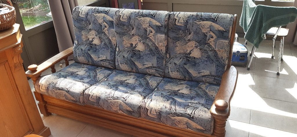 divan chene tissu convertible en lit double, Maison & Meubles, Trois personnes, Ancien, Banc droit, Enlèvement