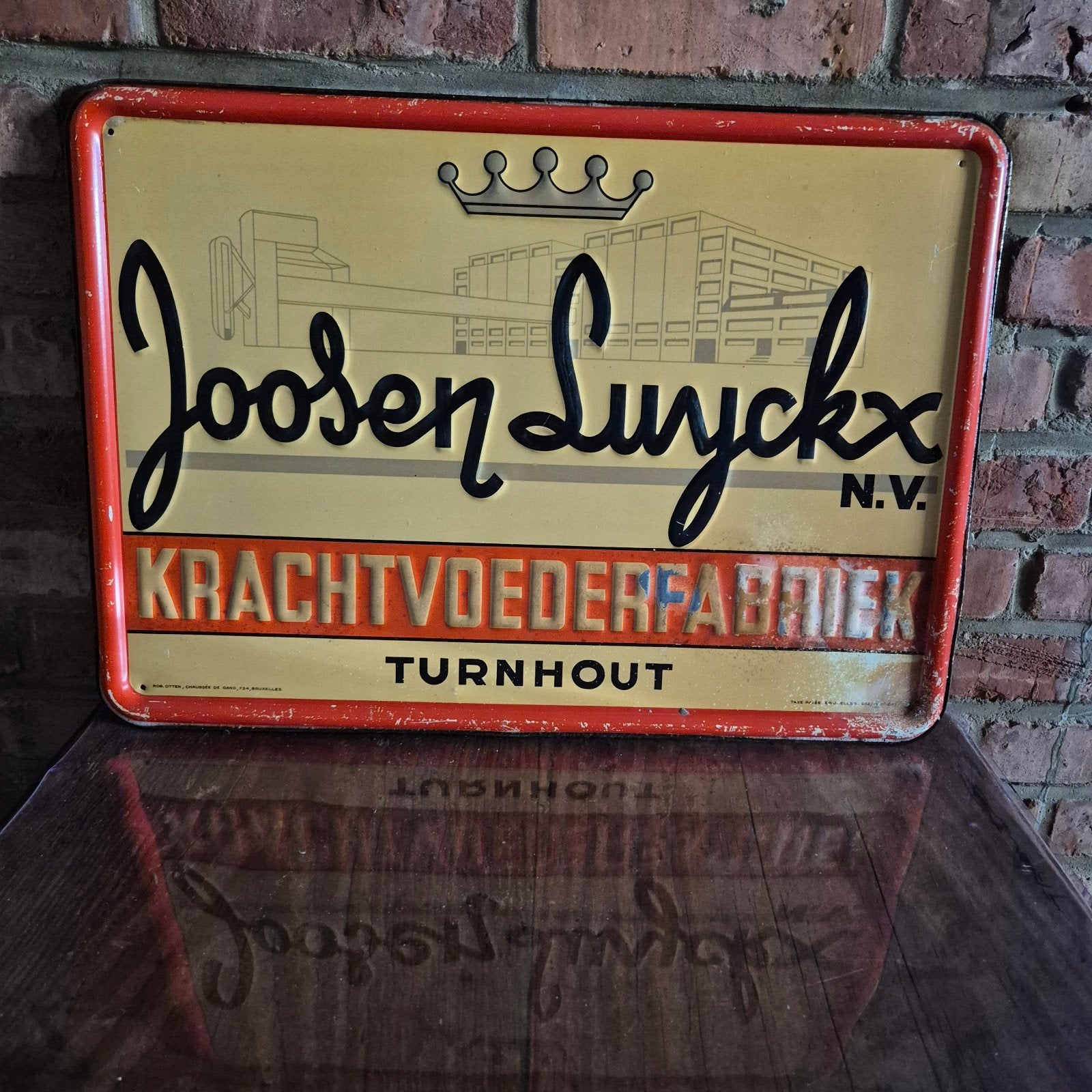 Reclamebord in blik., Ophalen of Verzenden, Reclamebord