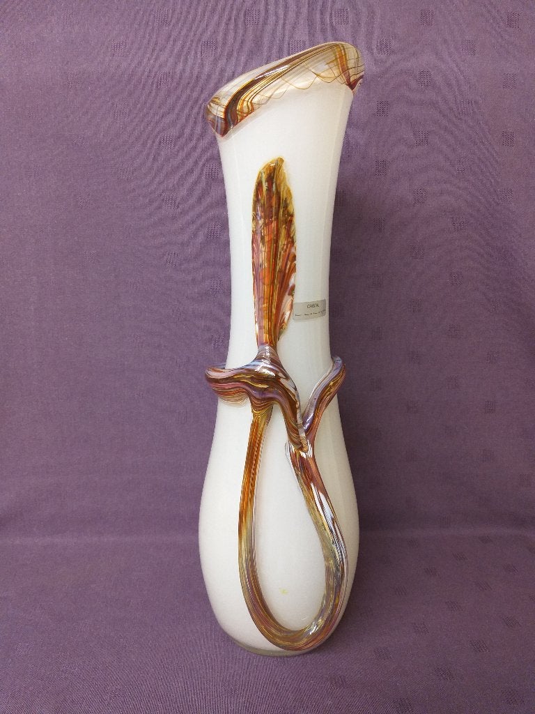 Vase overlay en cristal signé Louis Leloup, Antiquités & Art, Enlèvement ou Envoi