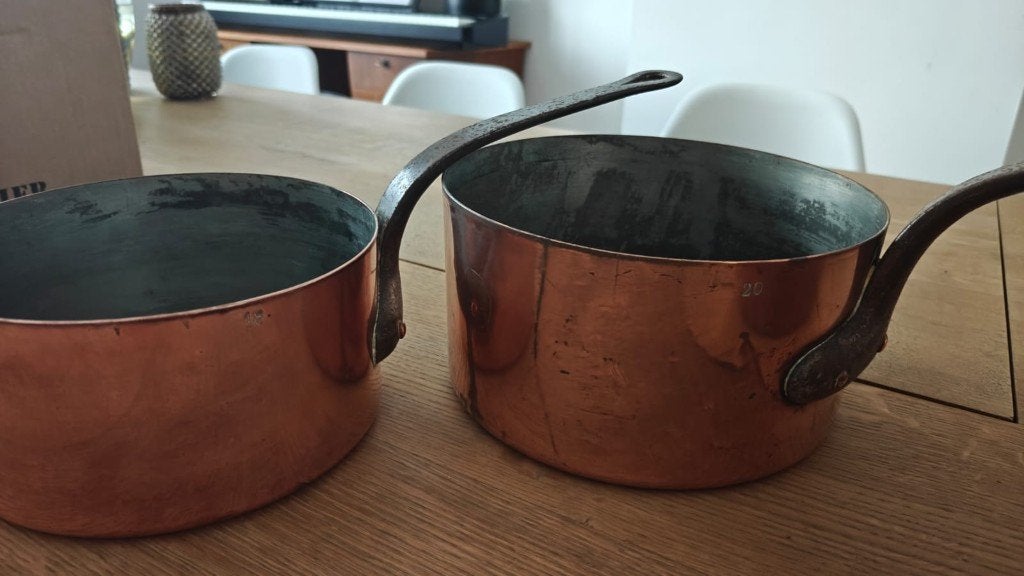 Ensemble de pots en cuivre antique - 2 pièces, Enlèvement, Cuivre