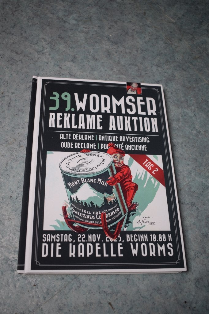 boek 3 emaillebord Wormser olie blik, Verzamelen, Ophalen of Verzenden, Zo goed als nieuw, Reclamebord