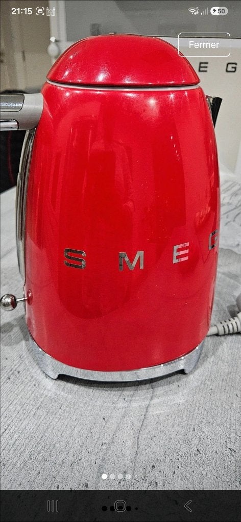 Bouilloire Smeg rouge, Electroménager, Bouilloires, 1 à 2 litres, Enlèvement, Utilisé