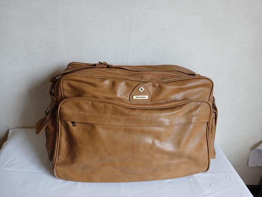 Samsonite laptoptas van echt leer, Kinderen en Baby's, Luiertassen, Ophalen of Verzenden, Zo goed als nieuw, Schoudertas