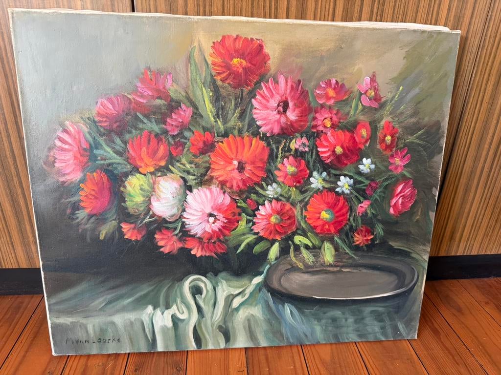 Schilderijen (60 x 70 cm) - bloemen - olie op doek, Enlèvement