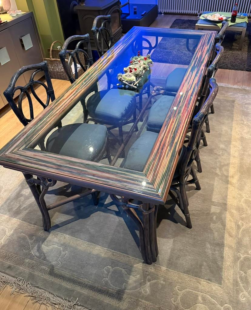 Grote eettafel voor 6 personen kleurrijk design, Antiek en Kunst, Ophalen