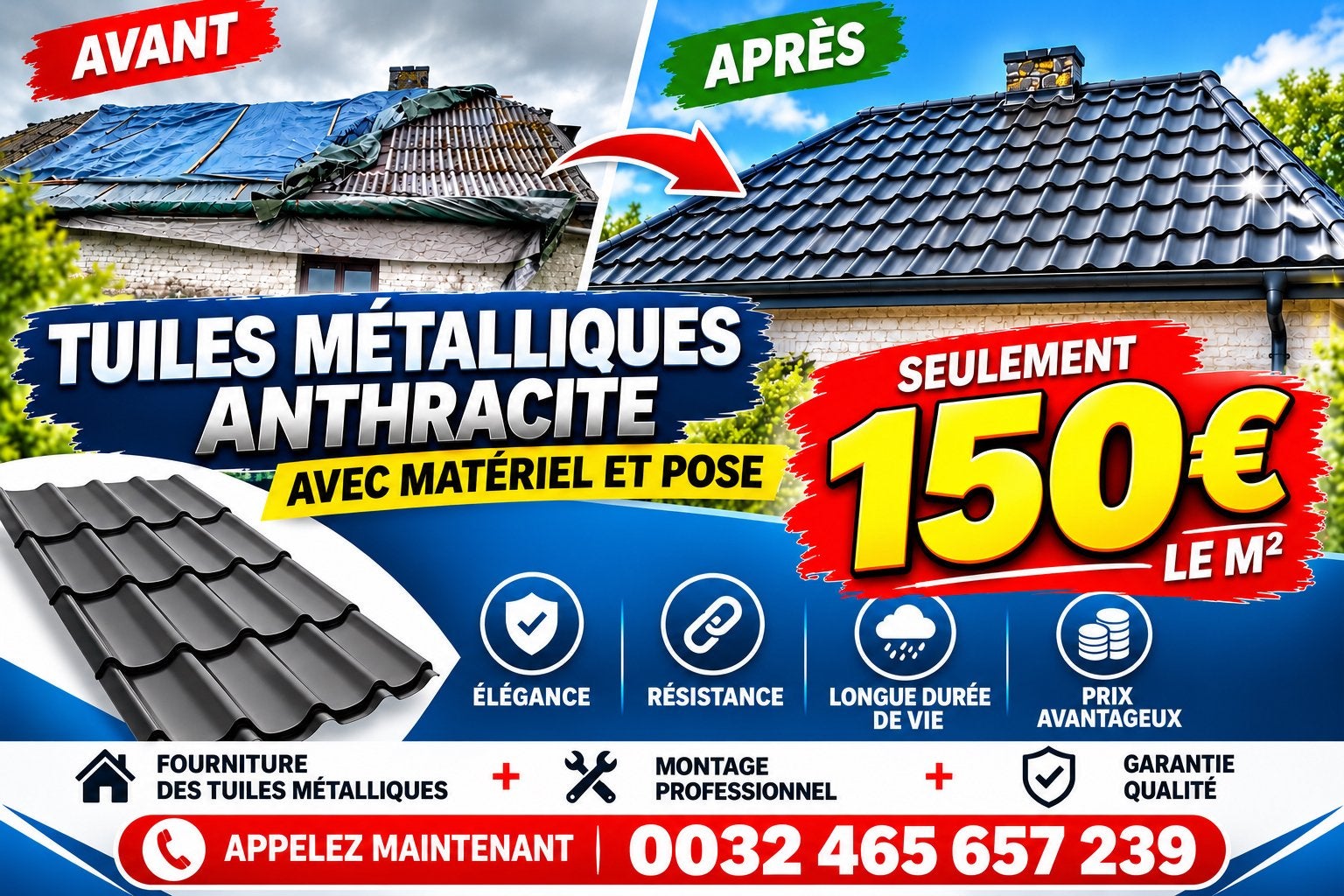 Toiture plate, réparations detoiture,gouttières : 0465657239, Enlèvement ou Envoi, Comme neuf