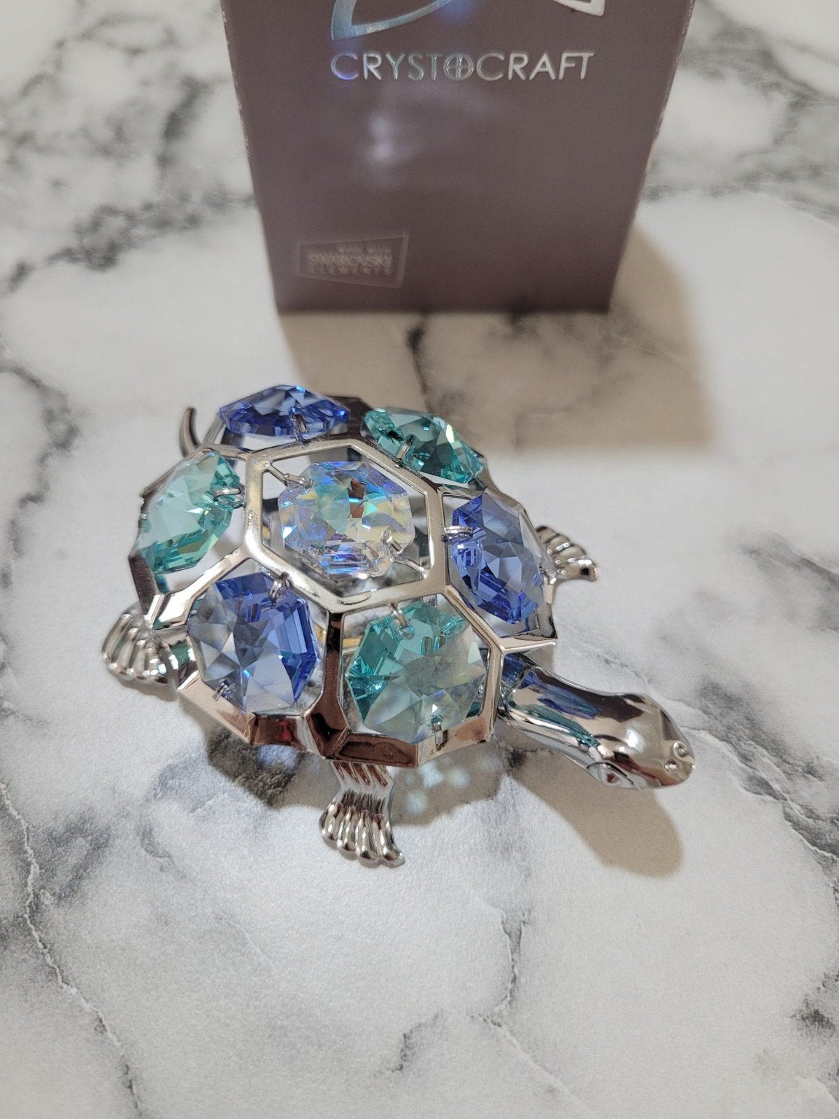 Figurine Tortue en métal chromé et Cristaux Swarovski, Bijoux, Sacs & Beauté, Neuf, Enlèvement ou Envoi, Or, Or