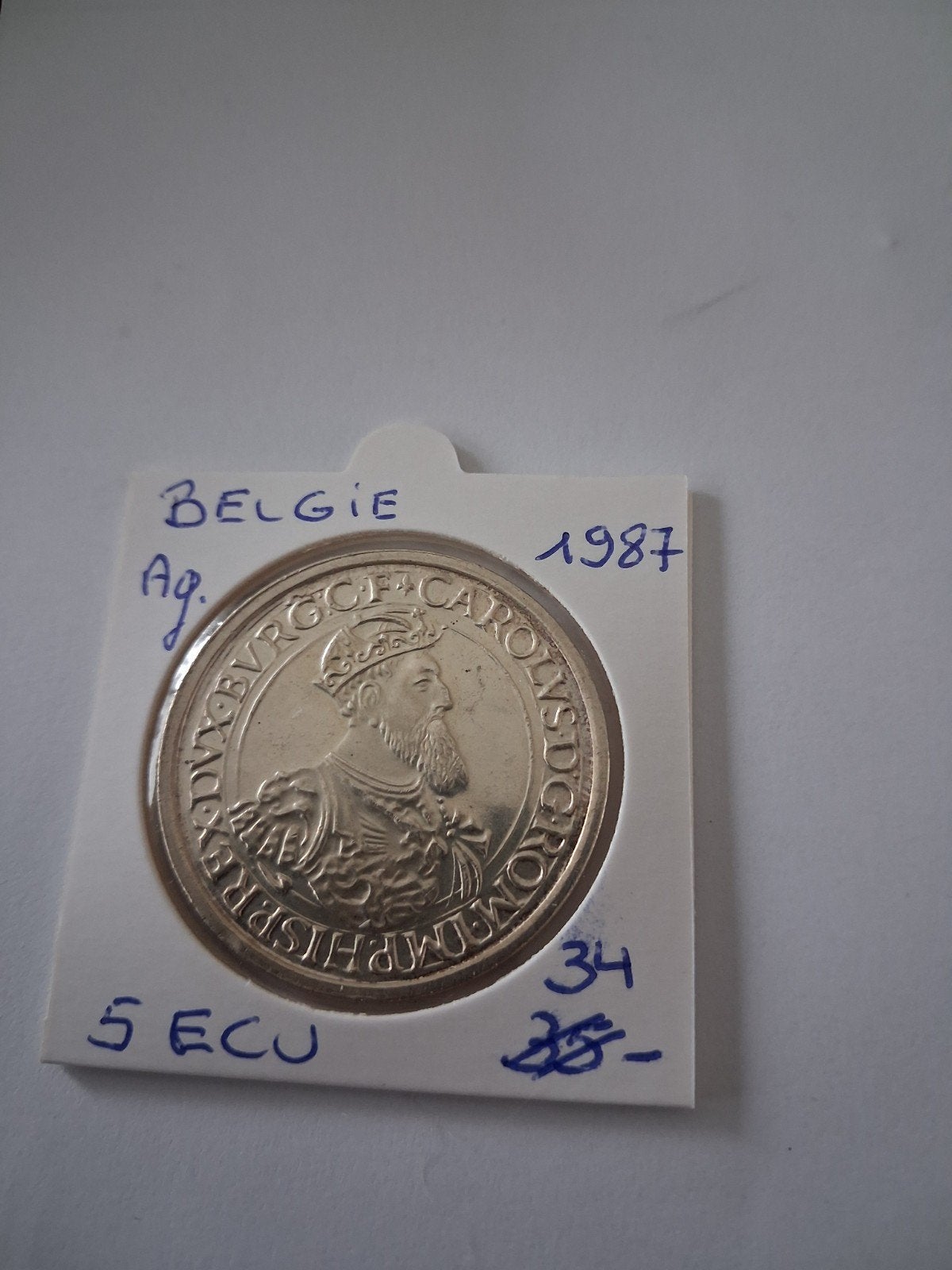 Belgie 5 ECU 1987 MOOI !!, Timbres & Monnaies, Enlèvement ou Envoi