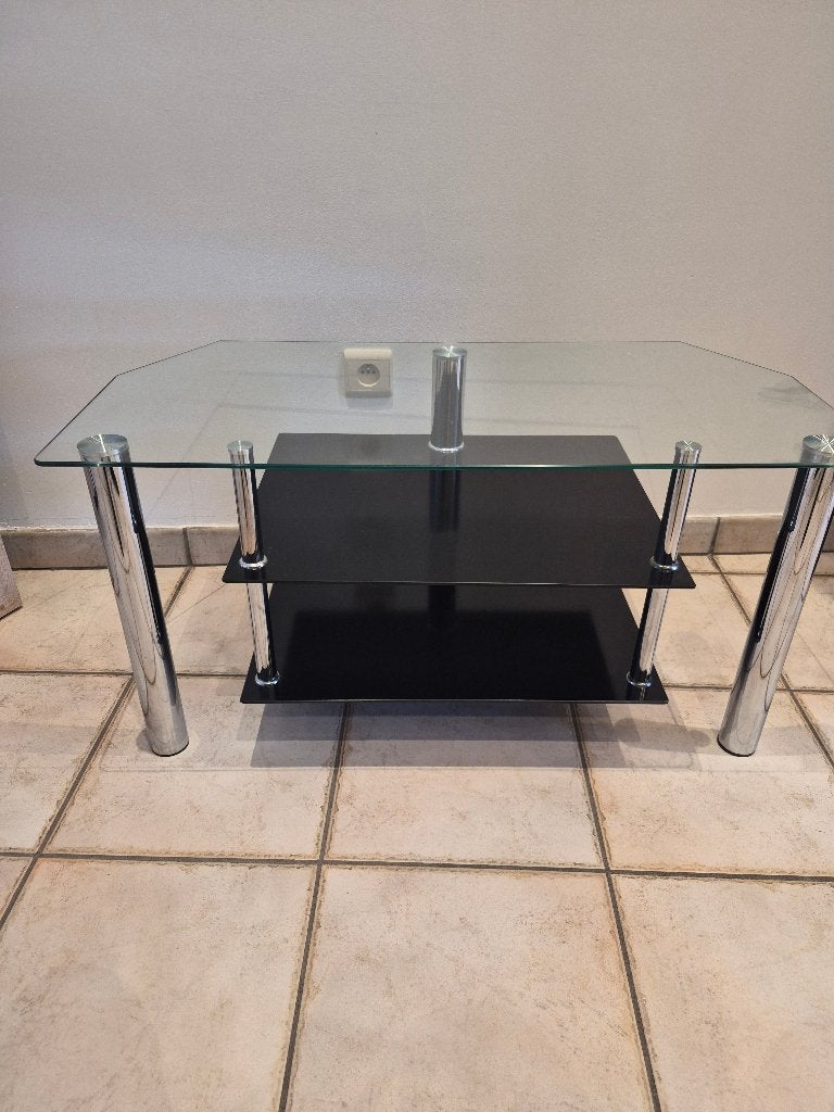 Meuble TV, Maison & Meubles, 25 à 50 cm, Moins de 100 cm, Comme neuf, Verre