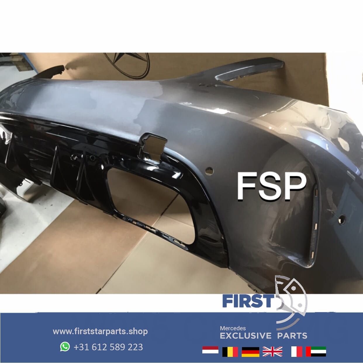 W205 C63 AMG FACELIFT ACHTERBUMPER + DIFFUSER ZWART ORIGINEE, Arrière, -, -, -