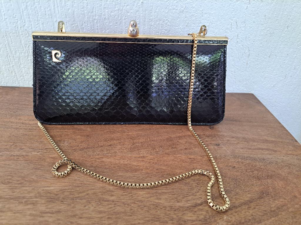 Pierre Cardin vintage clutch van zwart leer., Ophalen, Gebruikt, Zwart, Avondtasje